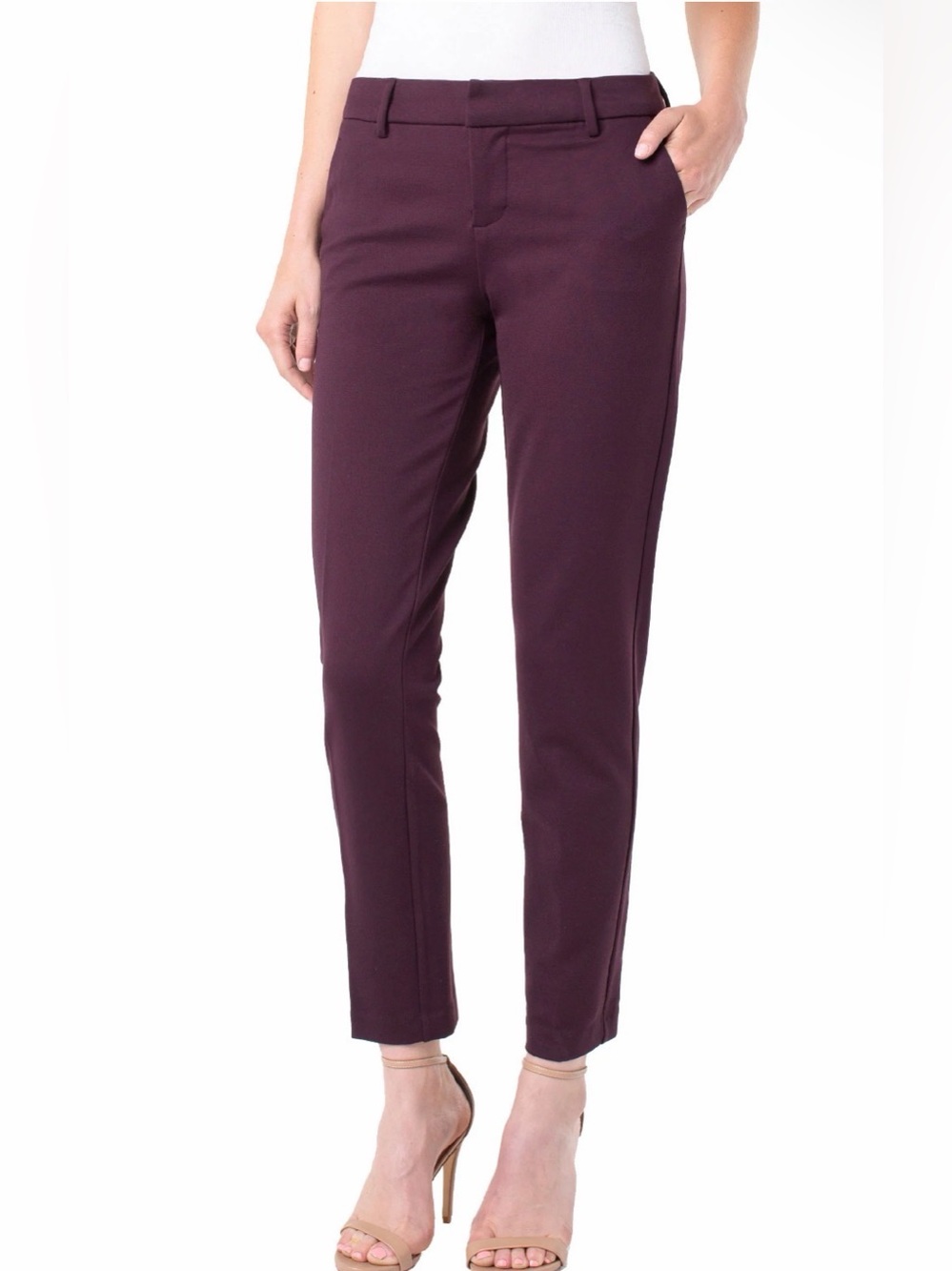 Liverpool Kelsey Knit Trouser In Aubergine Women's Slim Tapered Trousers Sz 14